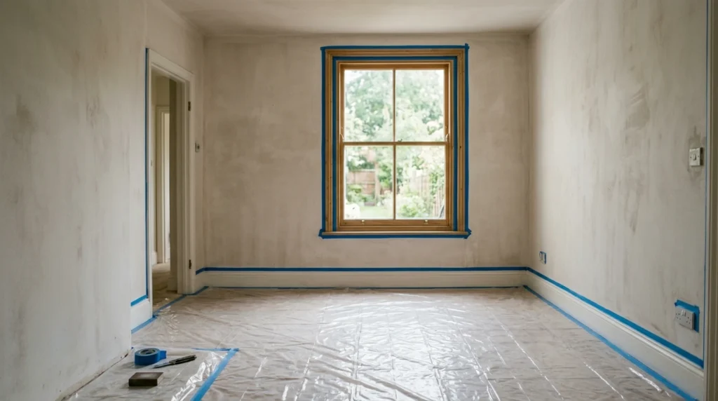 préparer une pièce avant peinture protection sol et murs