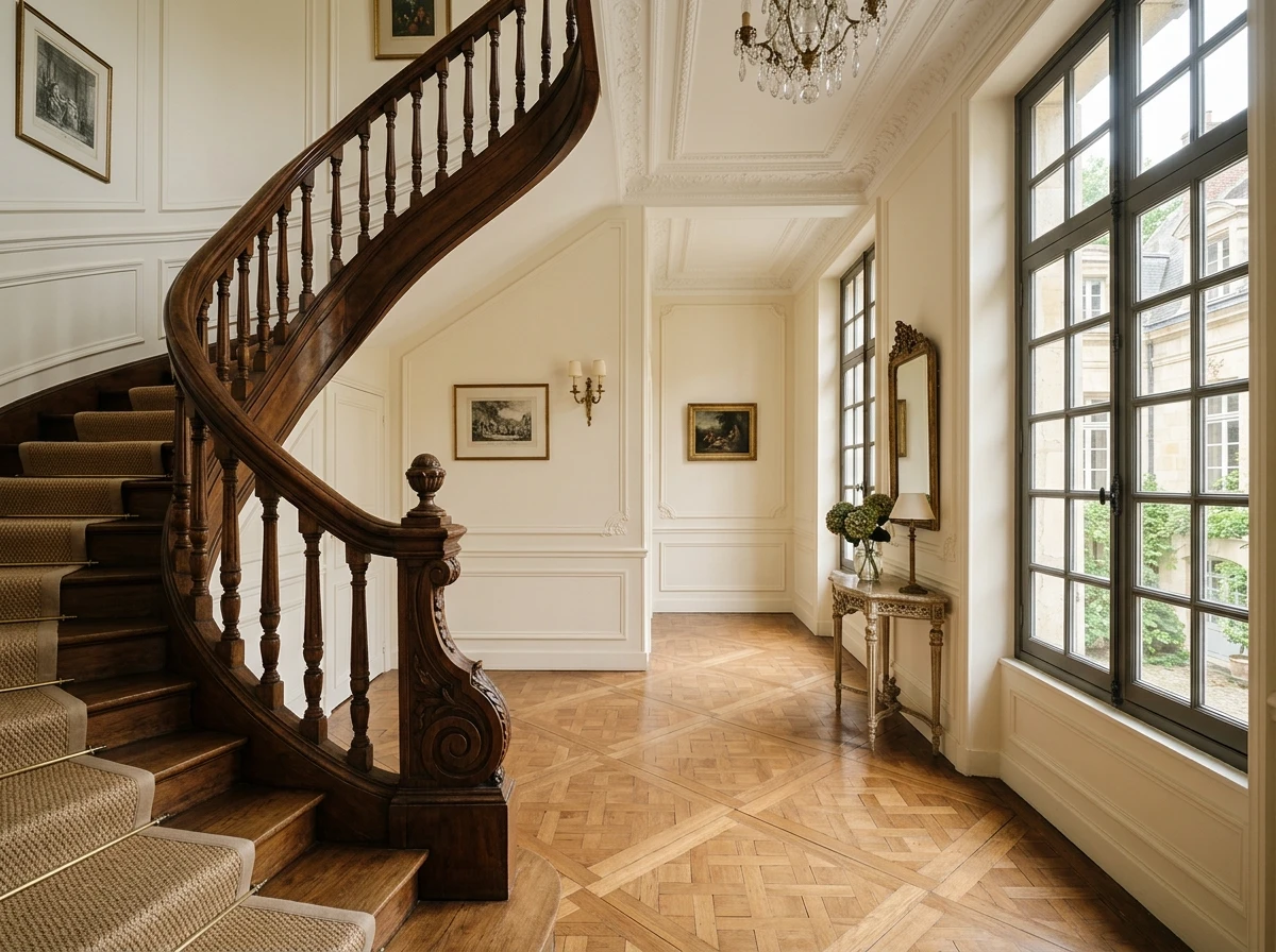 Peintre Compiègne intérieur rénové escalier en bois