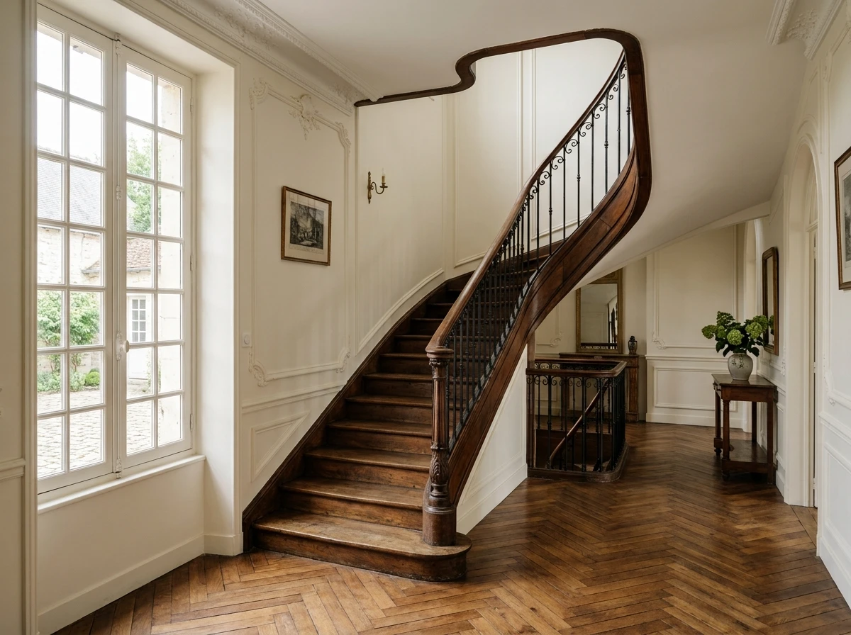 Peintre Noyon intérieur rénové escalier en bois