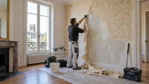 Dépose d’un ancien revêtement mural — Senlis